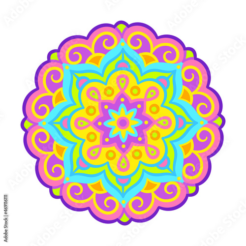 Bright neon mandala illustration