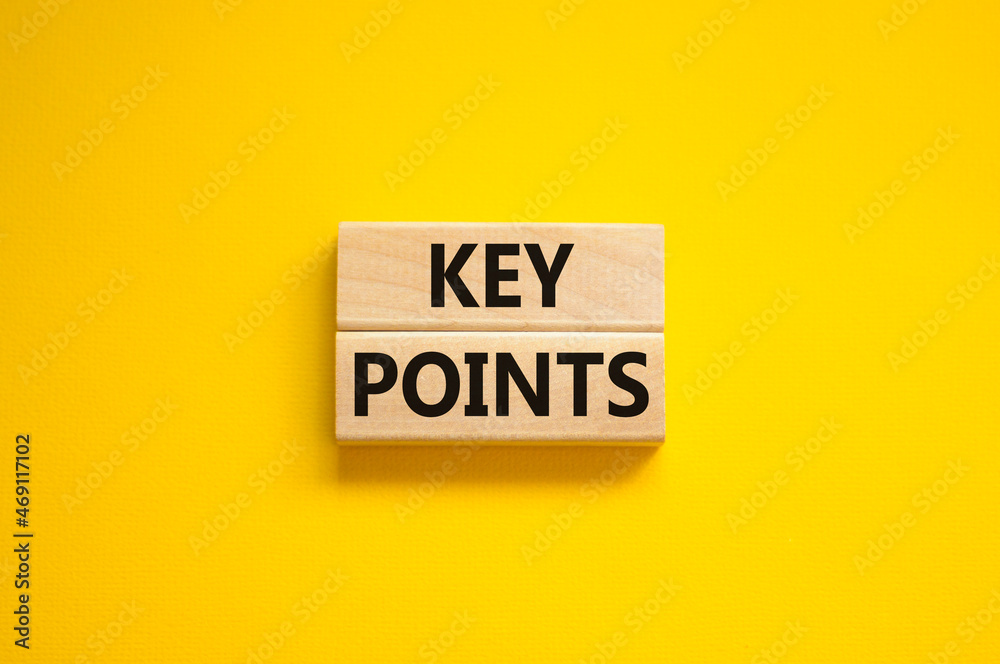 Time to key points symbol. Concept words Key points on wooden blocks on a beautiful yellow background. Business and time to key points concept. Copy space. Time to key points symbol. Concept words Key points on wooden blocks on a beautiful yellow background. Business and time to key points concept. Copy space.