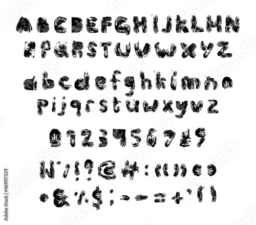 Letters, numbers and punctuation marks from fingerprints.