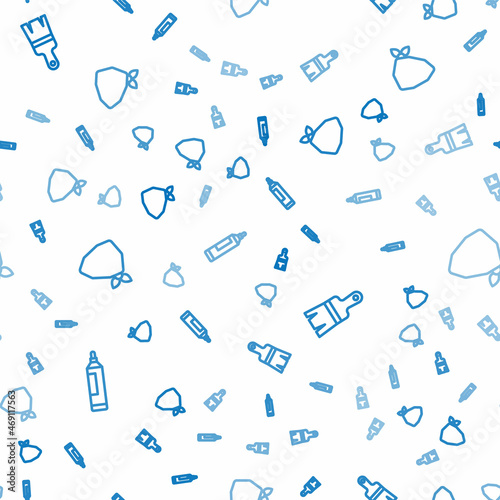 Set line Marker pen, Paint brush and Vandal on seamless pattern. Vector