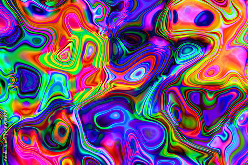 Fototapeta Naklejka Na Ścianę i Meble -  Abstract rainbow fluid texture background with metallic waves. metaverse background, 3D render illustration