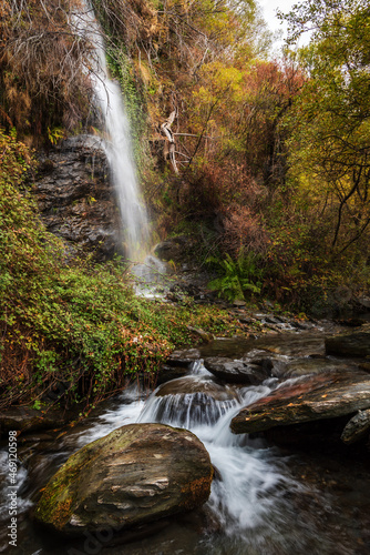 Fototapeta Naklejka Na Ścianę i Meble -  Waterfall with silk effect in the Lanjaron river, Sierra Nevada, Granada.