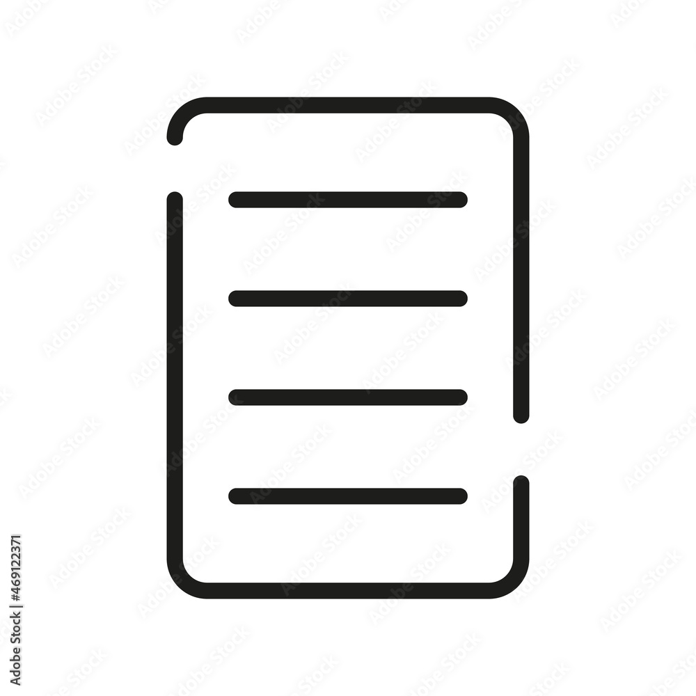Document Outline Vector Icon. Illustration Of A Stroke Vector On A White Background. From App And Website Document Outline Vector Icon. Illustration Of A Stroke Vector On A White Background. From App And Website