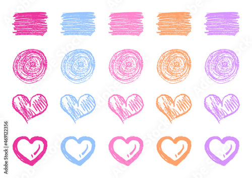 색연필 손그림 하트 꾸밈 스티커