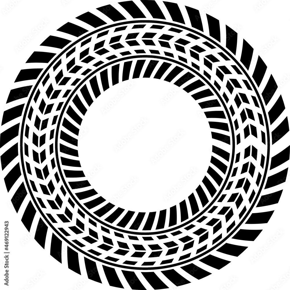 Tire tracks texture isolated circle Car. Tire tread marks, wheel texture, tire marks car races