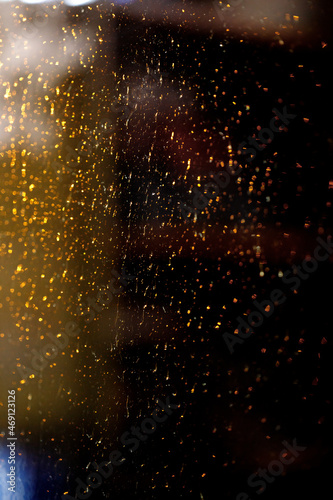 water drops on black background. abstract dew water droplets on a window glass for photo overlay effect or giving fresh effect.
