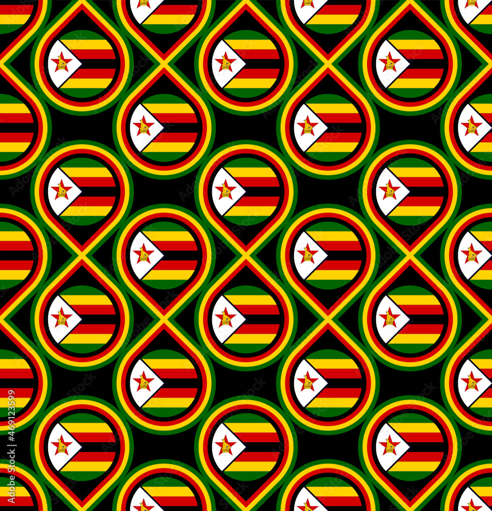 seamless pattern of zimbabwe flag. vector illustration - obrazy, fototapety, plakaty 