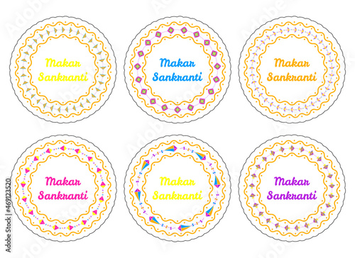 Makar Sankranti indian kites festival stickers