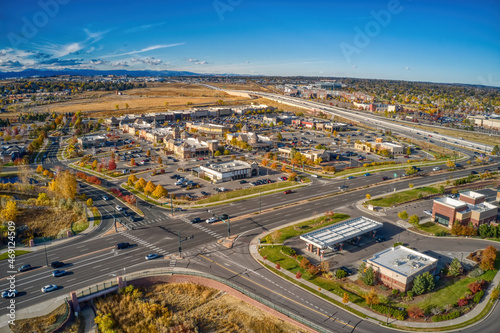 Aerial View of a Business District in Westminster, Colorado during Autumn