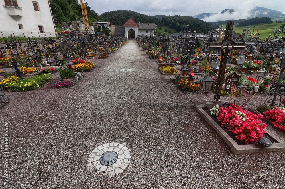 Cemetery of Kastelruth. South Tyrol, Italy