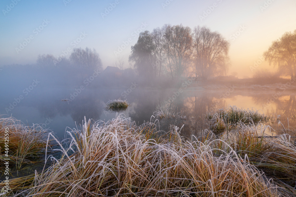 misty frosty morning on the river