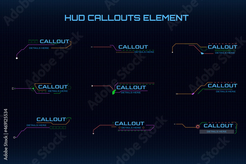 Abstract Callouts Futuristic Infographic Frame Template Vector. UI Technology Information for Game, Screen, Status Report Illustration.