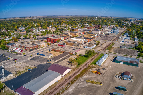 Fototapeta Naklejka Na Ścianę i Meble -  Aerial View of Downtown Wahpeton, North Dakota in Summer