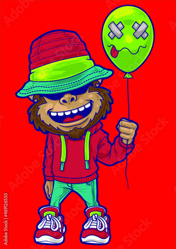 monkey with balloon