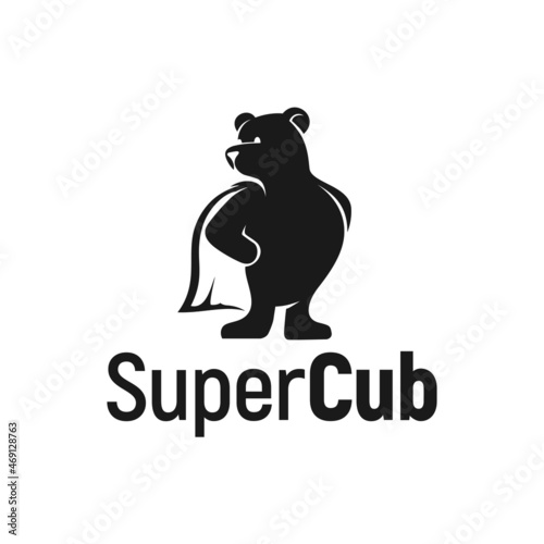 cute bear logo inspiration, super cub, silhouette, illustration teddy bear