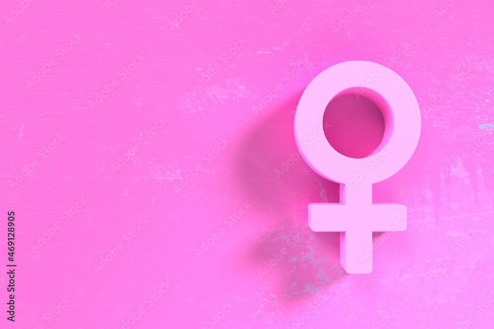 The female symbol on 3d wall background with space to add content The female symbol on 3d wall background with space to add content