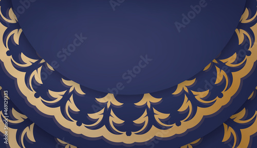 Dark blue banner template with greek gold ornaments and place for text