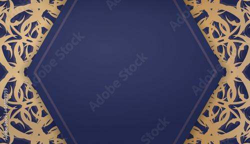 Dark blue banner template with Greek gold ornaments and place under your text