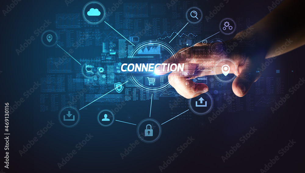 Hand touching cybersecurity button concept Hand touching cybersecurity button concept