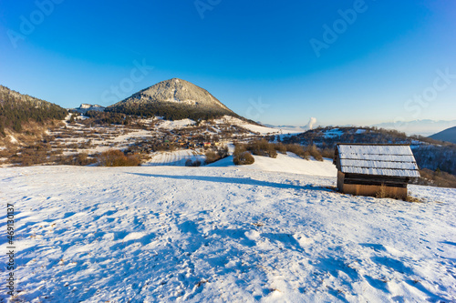 Sidirovo hill with Vlkolinec village UNESCO site, Velka Fatra mountains, Slovakia