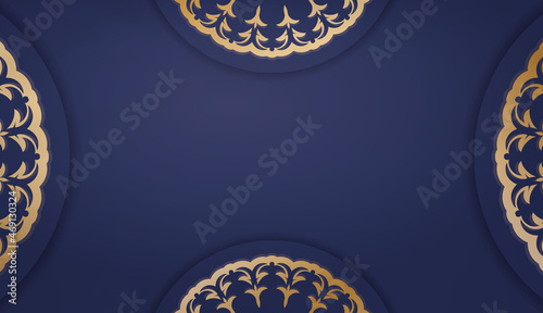 Dark blue banner template with indian gold pattern and place under text
