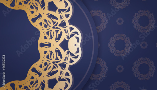 Dark blue banner template with indian gold pattern and place under your text