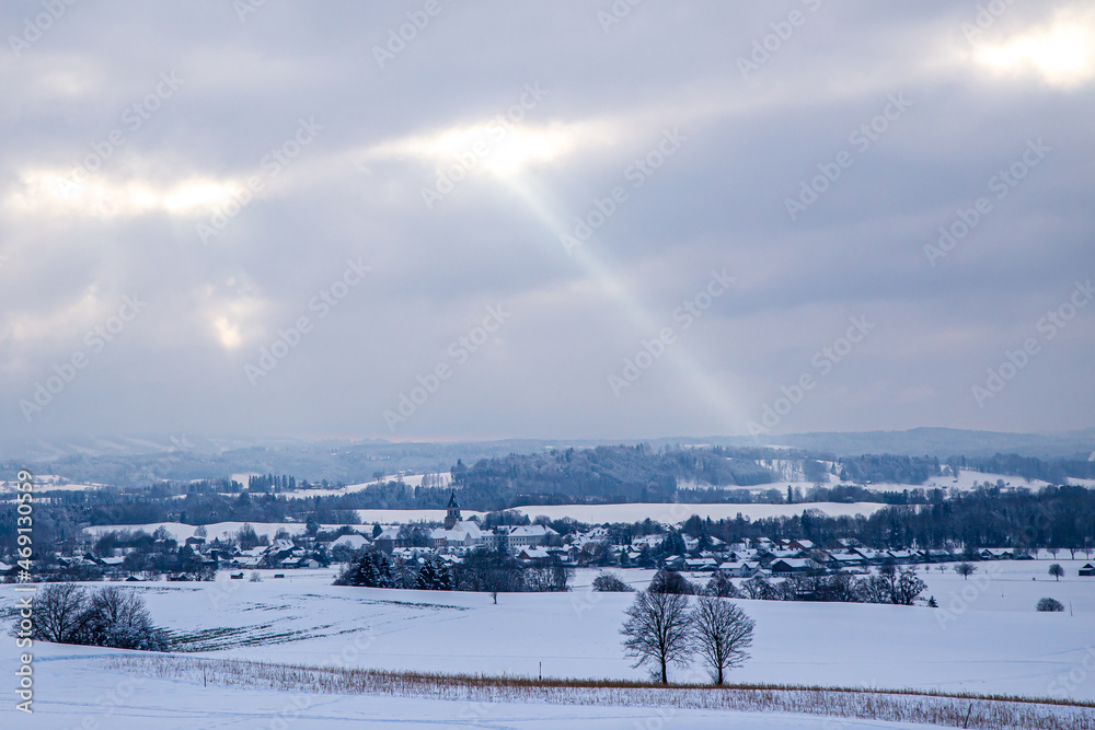 Winterlandschaft am Gögerl in Weilheim in Oberbayern