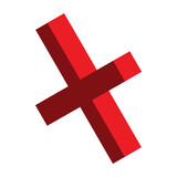 Cross isometric mark icon, X sign, simple error design vector illustration, false choice symbol