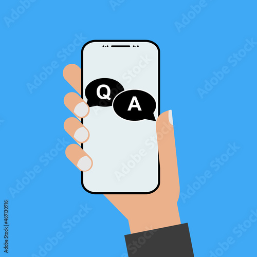 QA, asked questions vector icon. Information speech bubble symbol, help message