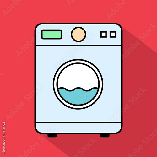 Washing machine equipment, Electric washer laundry icon, wash symbol clothes, vector illustration background