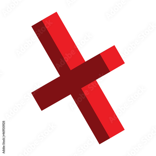 Cross isometric mark icon, X sign, simple error design vector illustration, false choice symbol photo