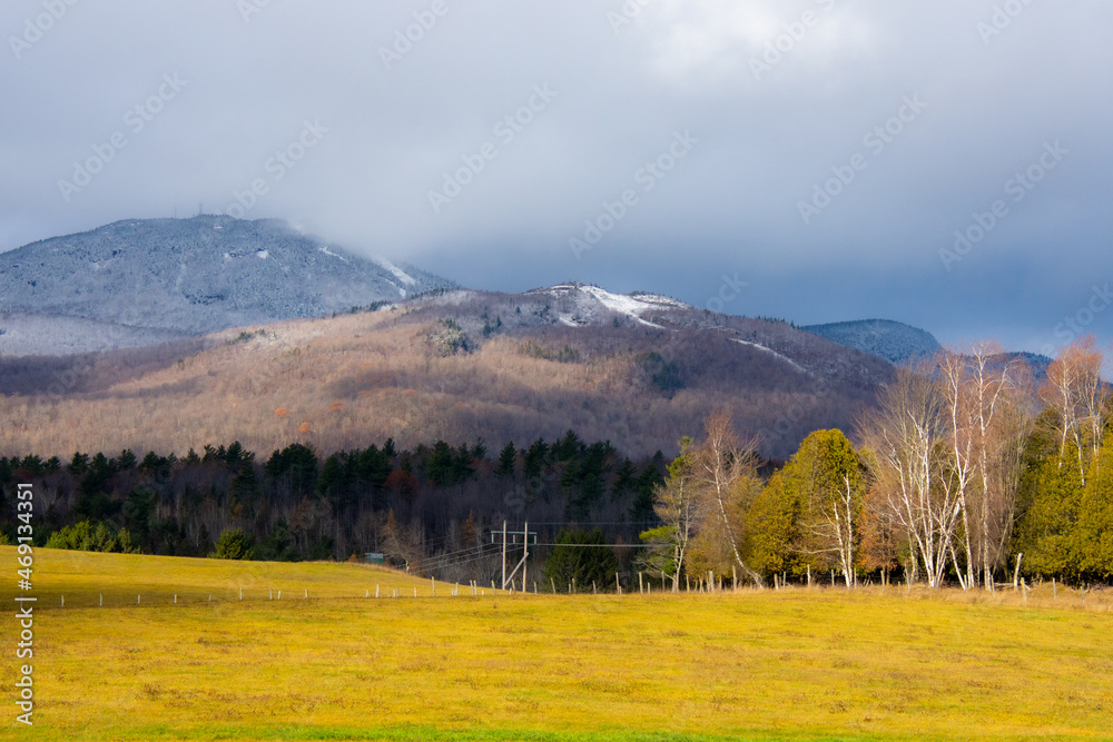 Nice view of Mount Orford in Quebec, Canada, after the first frost in the mountains Nice view of Mount Orford in Quebec, Canada, after the first frost in the mountains