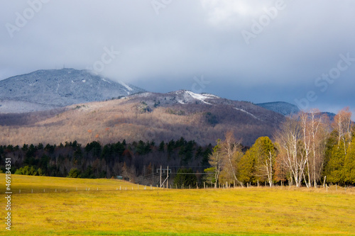 Nice view of Mount Orford in Quebec, Canada, after the first frost in the mountains