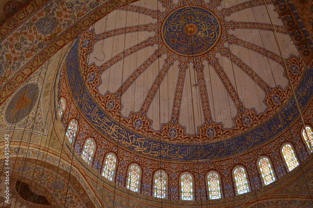 A picture from inside the Sultan Ahmed Mosque in Istanbul