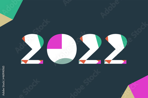 Happy new year 2022 template. Design for banner, greeting cards, or print. colorful text 2022, Vector illustration.