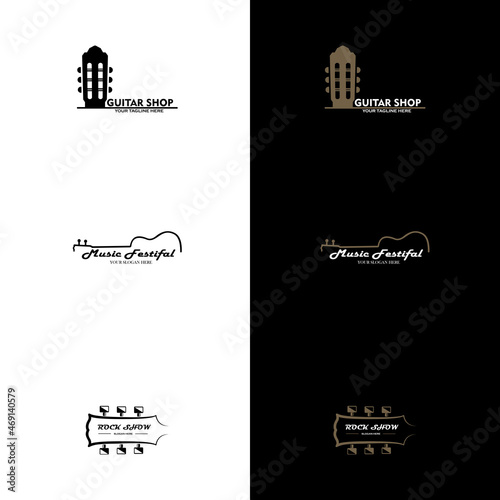 Set of vector guitar logo. A Music Shop Logo with a Guitar Silhouette
