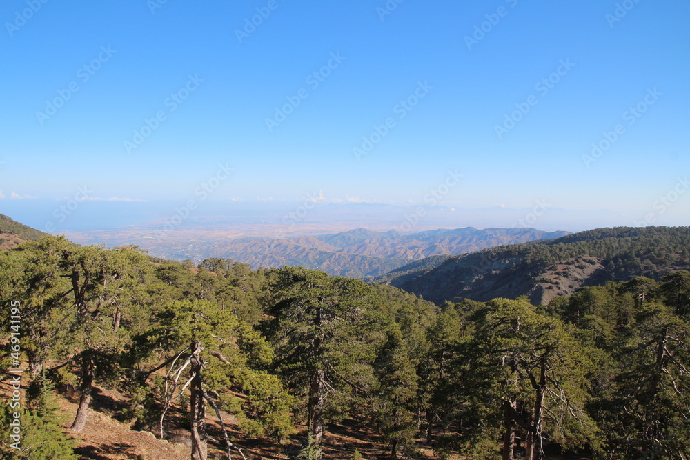 View over the Troodos Mountains on Cyprus   