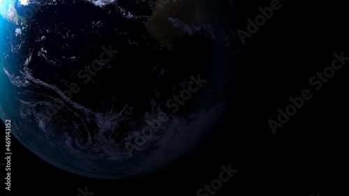 8k Ultra HD 7640x4320. Panoramic view of earth  sun  star and galaxy. Sunrise over planet Earth  view from space. 3d rendering. 