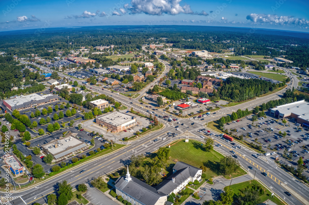 Aerial View of the Augusta Suburb of Evans, Georgia