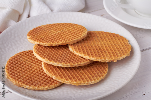 dutch waffles stroopwafel syrup waffle caramel waffle on white background