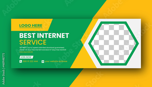 Internet service company Facebook cover photo new design web banner template