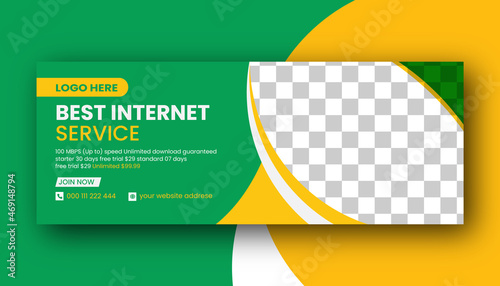 Internet service company Facebook cover photo new design web banner template