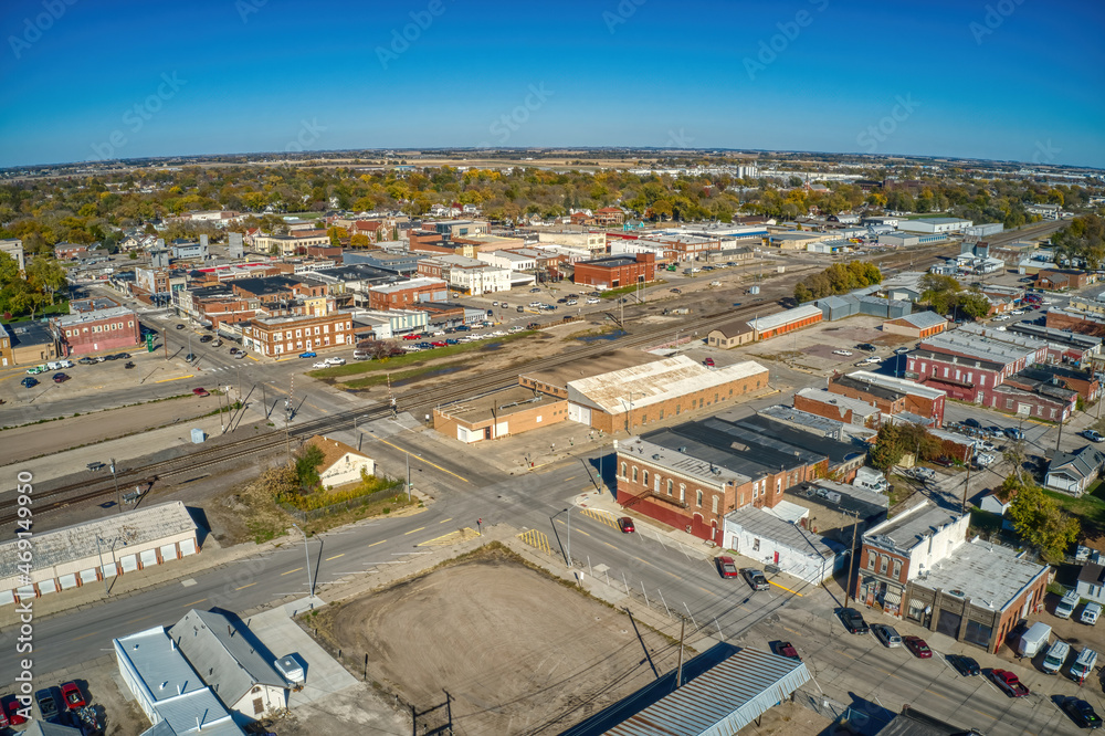 Aerial View of the small Town of Columbus, Nebraska
