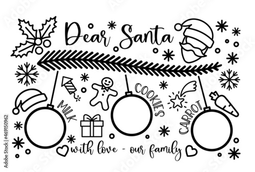 Santa tray concept. Place for cookies, drink and carrots for reindeer.