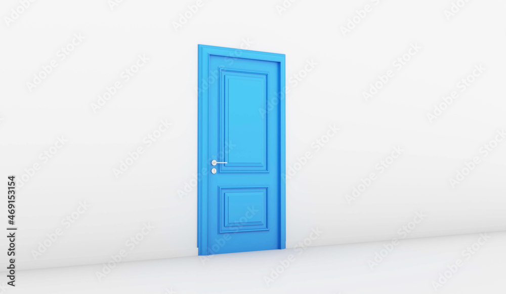 4K Ultra Hd. Blue door on white background. Valentine day concept. 3D rendering 4K Ultra Hd. Blue door on white background. Valentine day concept. 3D rendering