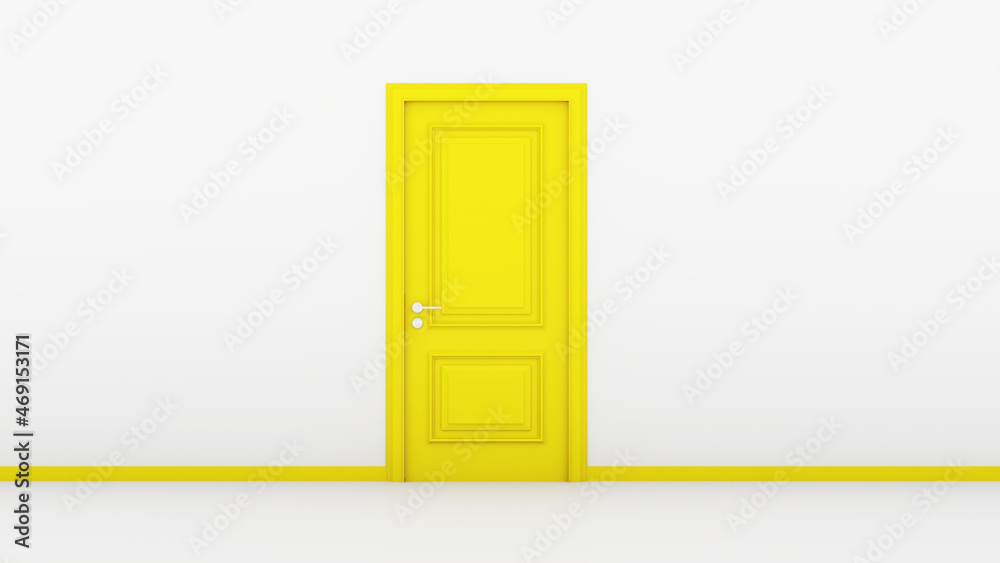 4K Ultra Hd. Yellow door on white background. Valentine day concept. 3D rendering
4K Ultra Hd. Yellow door on white background. Valentine day concept. 3D rendering