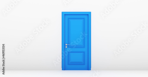 4K Ultra Hd. Blue door on white background. Valentine day concept. 3D rendering