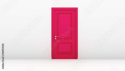 Fototapeta Naklejka Na Ścianę i Meble -  4K Ultra Hd. Pink door on white background. Valentine day concept. 3D rendering
