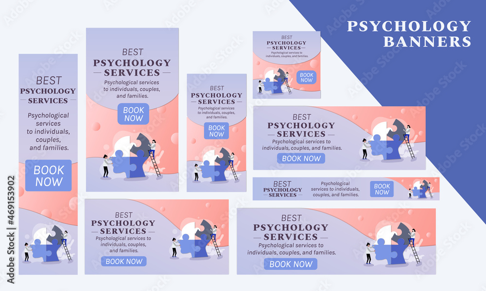 Psychologist Web Banners Psychology Google Ads Therapist Doctor Instagram Post Stories Mental Health