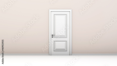 4K Ultra Hd. White door on white background. Valentine day concept. 3D rendering 